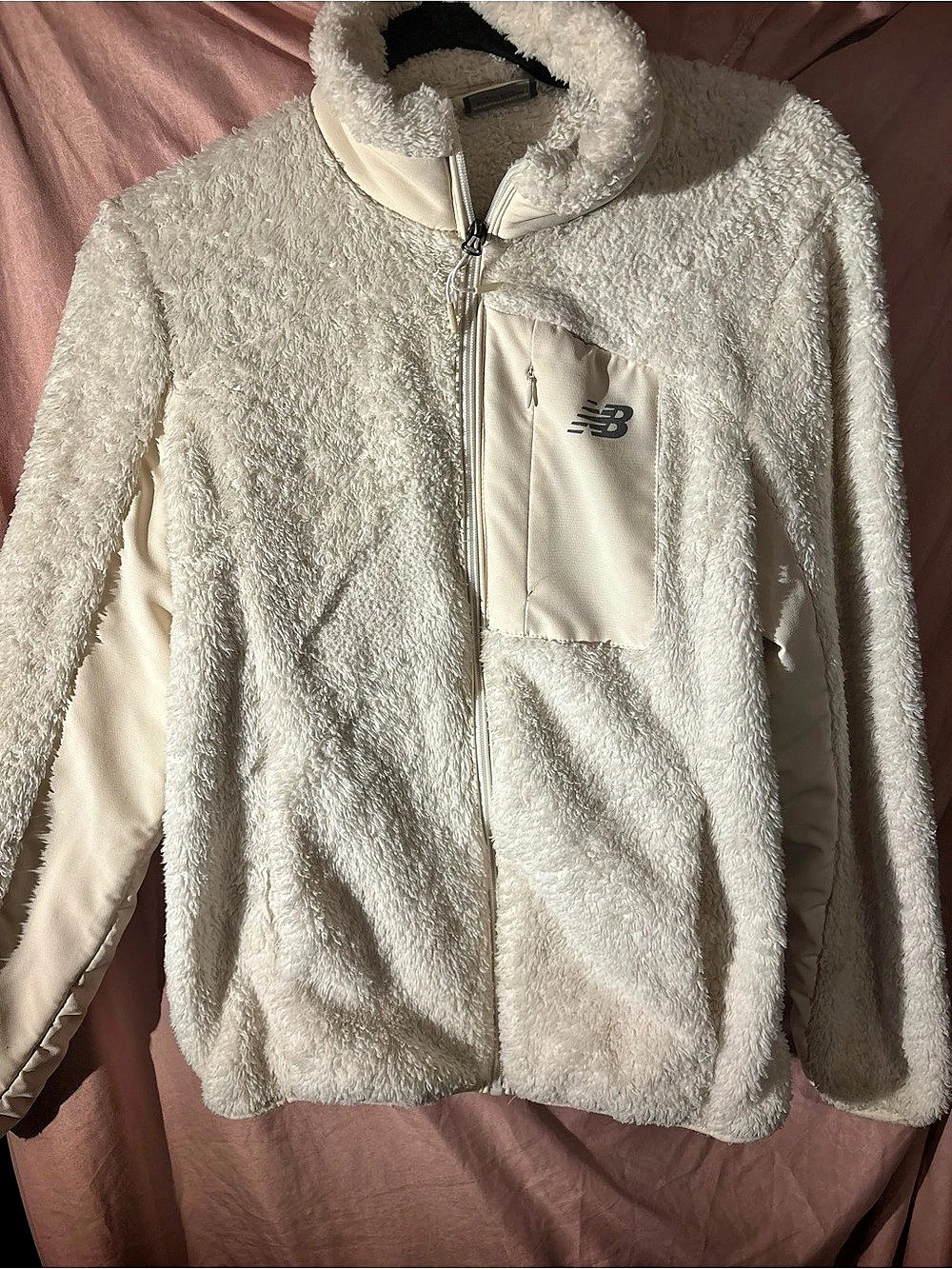 New Balance Teddy Jacket Fleece Zip Jacket in Cream